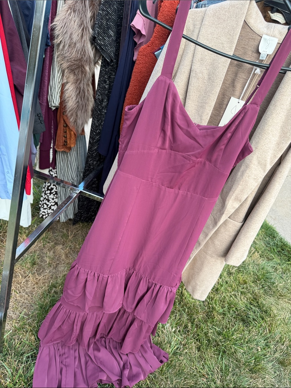 Abercrombie & Fitch Mauve Ruffle Tiered Maxi Dress